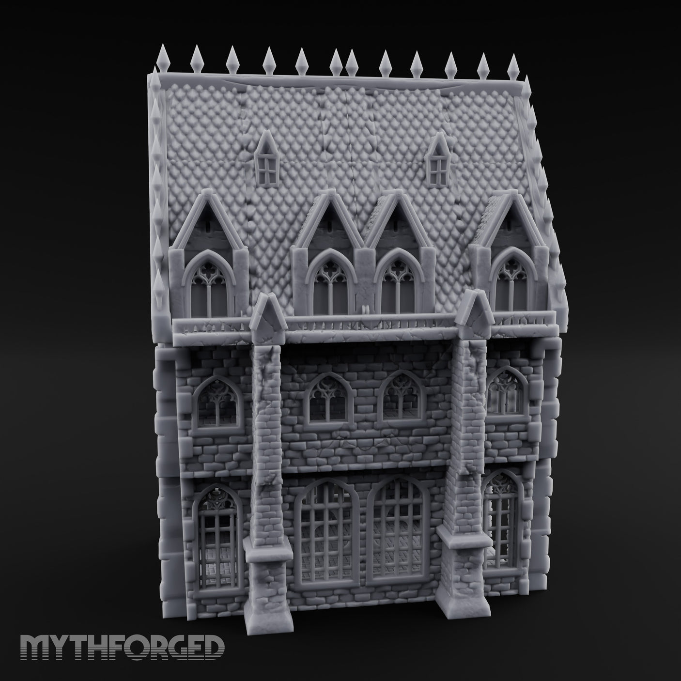 Spike-Crowned Gothic-Arched Cathedral Manor Miniature for Dungeons and Dragons, Pathfinder or other TTRPGs
