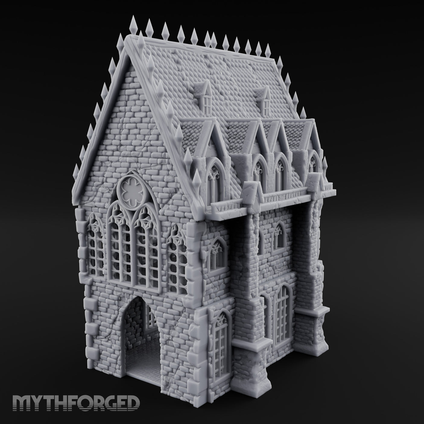Spike-Crowned Gothic-Arched Cathedral Manor Miniature for Dungeons and Dragons, Pathfinder or other TTRPGs