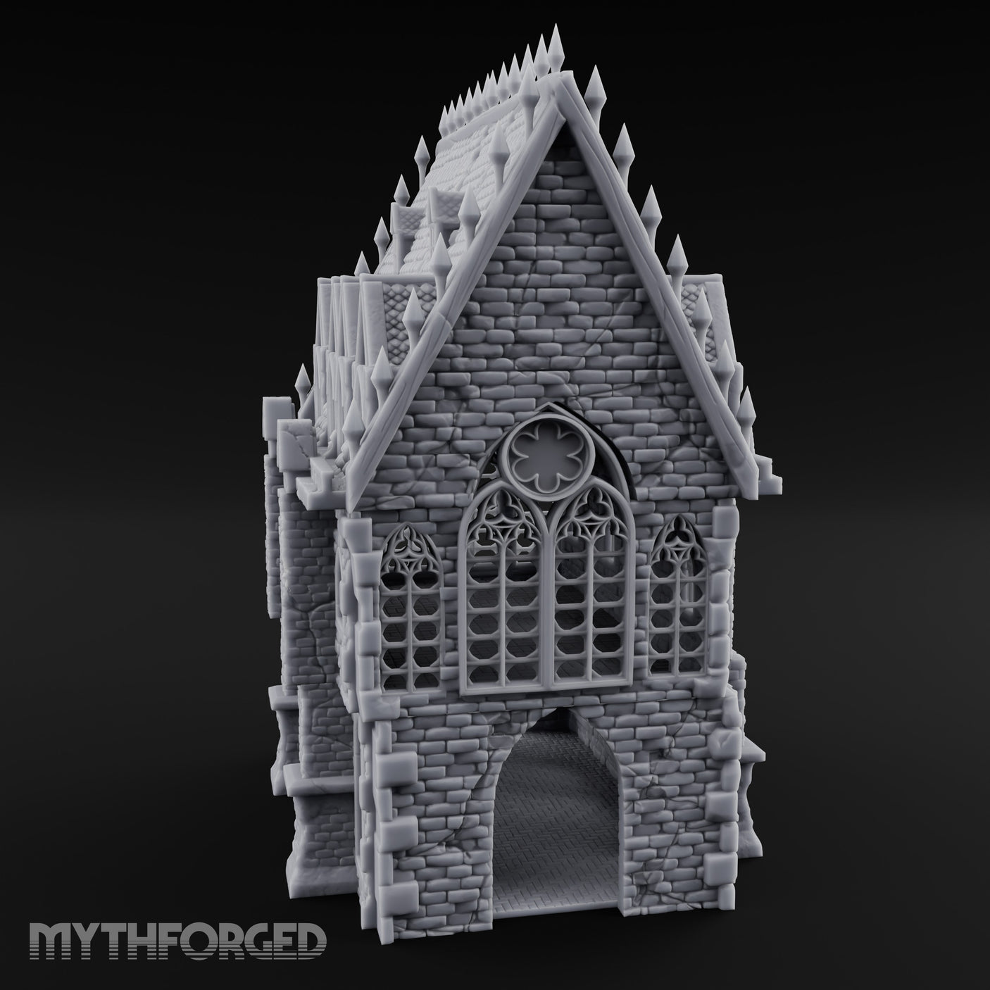 Spike-Crowned Gothic-Arched Cathedral Manor Miniature for Dungeons and Dragons, Pathfinder or other TTRPGs