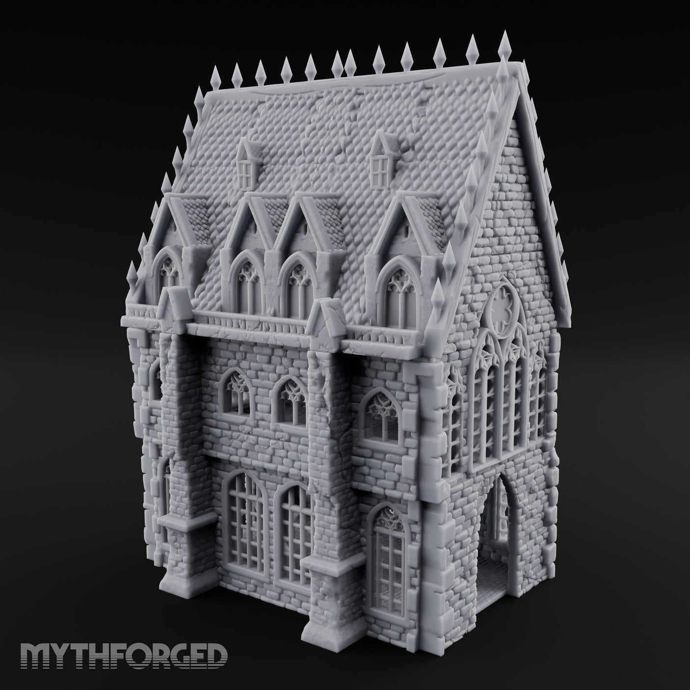 Spike-Crowned Gothic-Arched Cathedral Manor Miniature for Dungeons and Dragons, Pathfinder or other TTRPGs