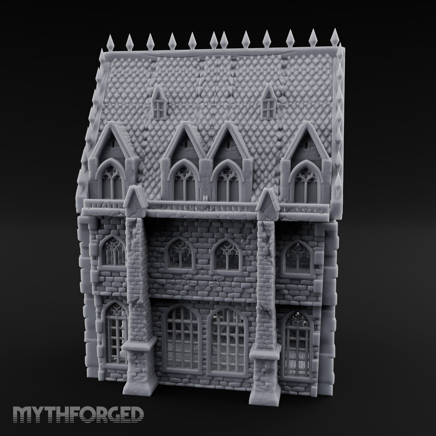 Spike-Crowned Gothic-Arched Cathedral Manor Miniature for Dungeons and Dragons, Pathfinder or other TTRPGs