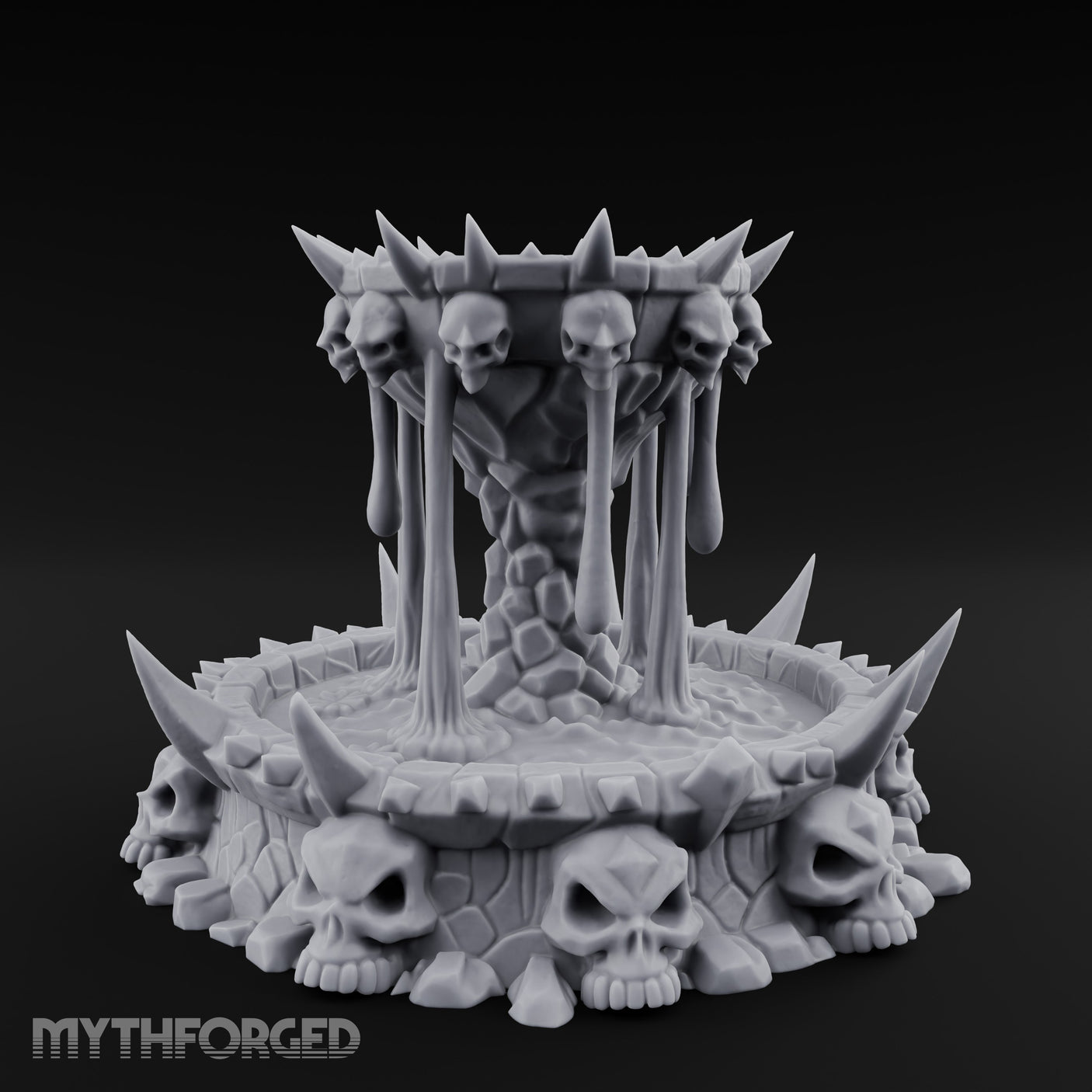 Spike-Crowned Skull-Ringed Necromantic Fountain Miniature for Dungeons and Dragons, Pathfinder or other TTRPGs