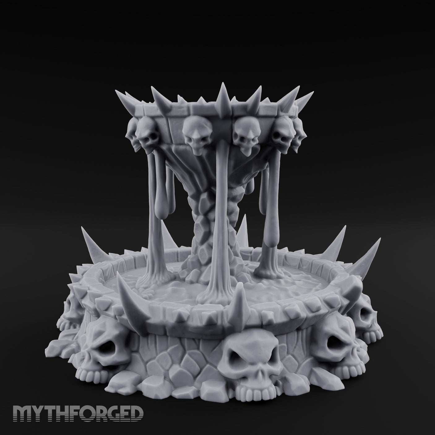 Spike-Crowned Skull-Ringed Necromantic Fountain Miniature for Dungeons and Dragons, Pathfinder or other TTRPGs