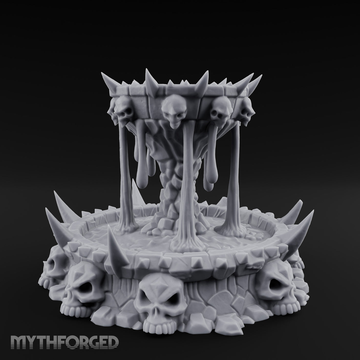 Spike-Crowned Skull-Ringed Necromantic Fountain Miniature for Dungeons and Dragons, Pathfinder or other TTRPGs