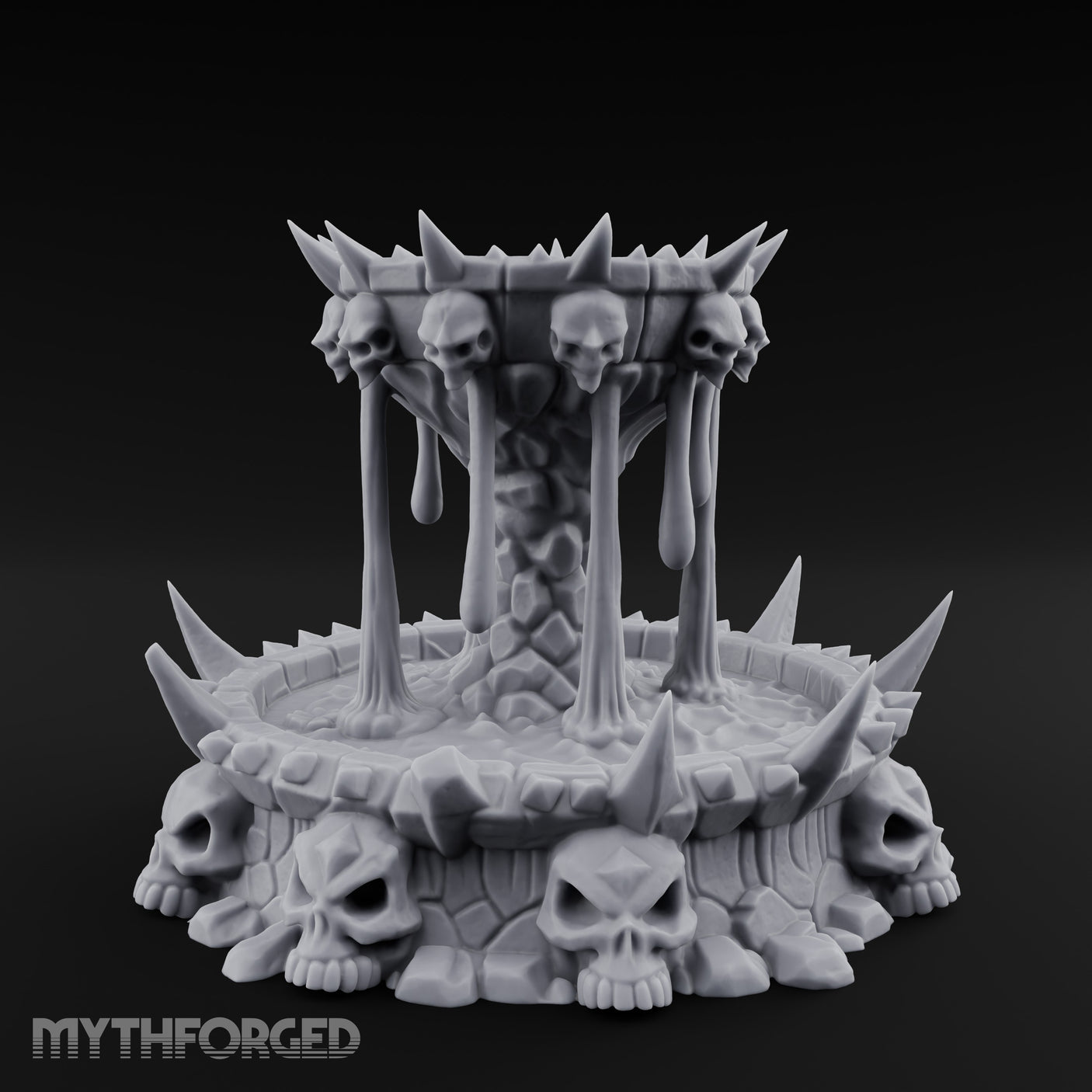 Spike-Crowned Skull-Ringed Necromantic Fountain Miniature for Dungeons and Dragons, Pathfinder or other TTRPGs