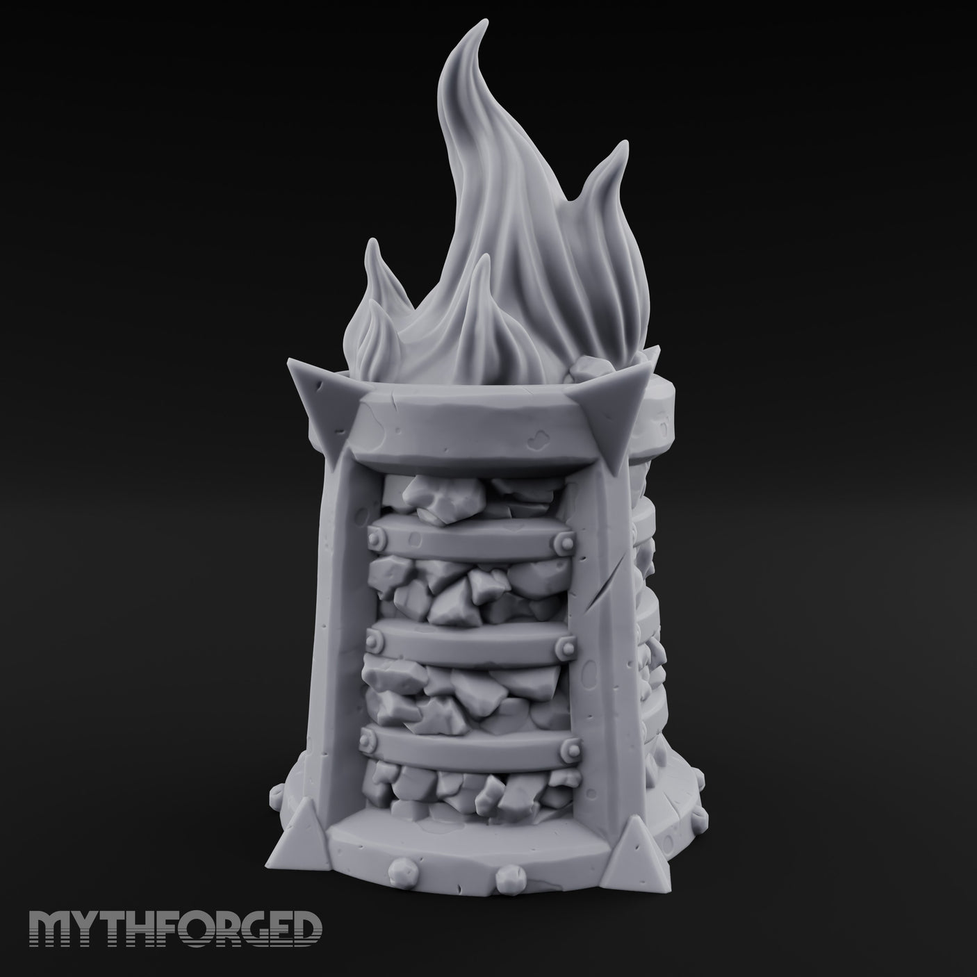 Spike-Finned Coal-Packed Iron Brazier Miniature for Dungeons and Dragons, Pathfinder or other TTRPGs