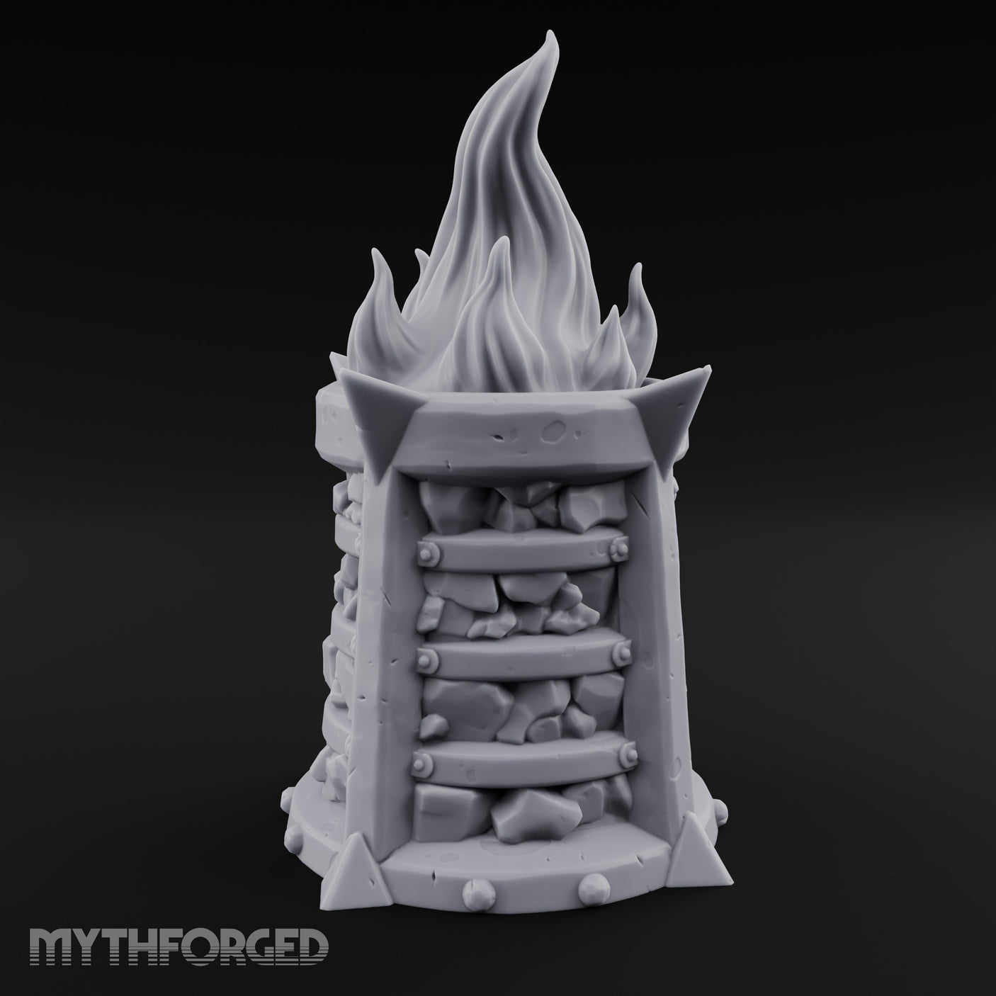 Spike-Finned Coal-Packed Iron Brazier Miniature for Dungeons and Dragons, Pathfinder or other TTRPGs