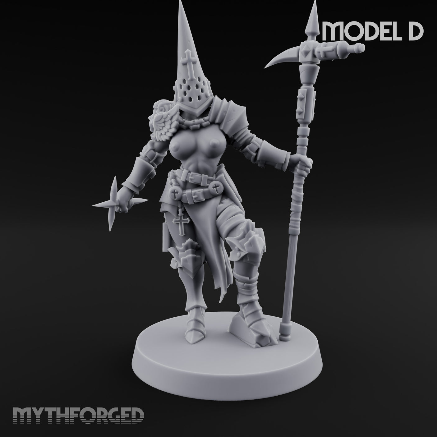 Spike Helmed Mace Swinging Anointed Warrior D Miniature for Dungeons and Dragons, Pathfinder or other TTRPGs