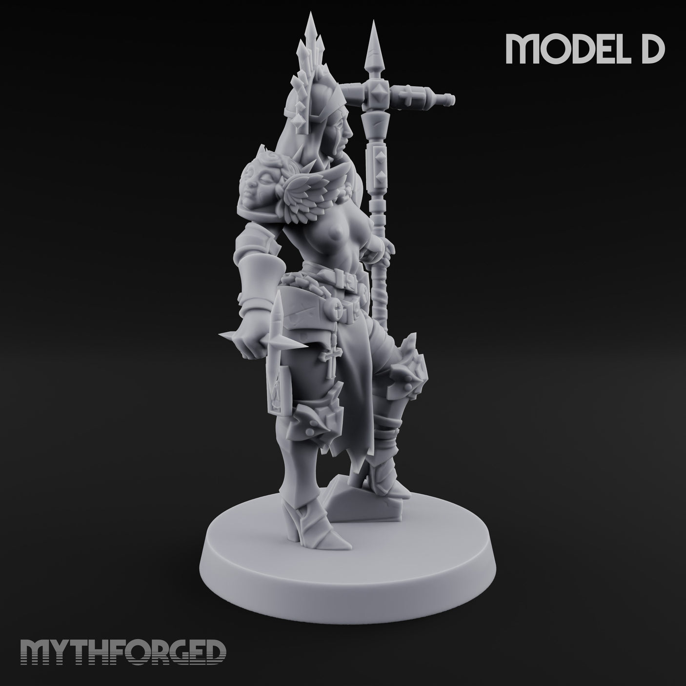 Spike Helmed Mace Swinging Anointed Warrior D Miniature for Dungeons and Dragons, Pathfinder or other TTRPGs