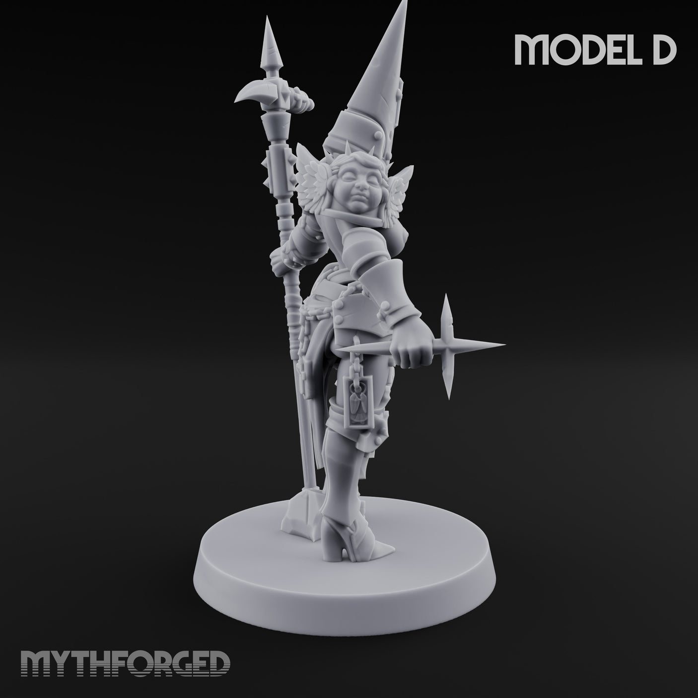 Spike Helmed Mace Swinging Anointed Warrior D Miniature for Dungeons and Dragons, Pathfinder or other TTRPGs