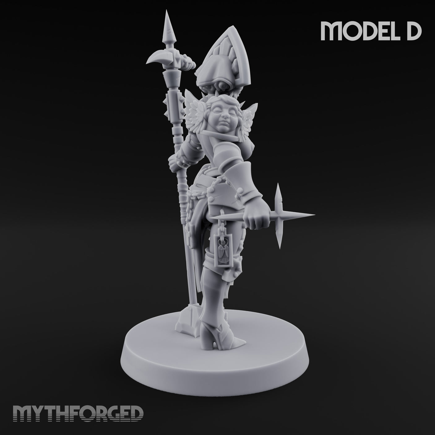 Spike Helmed Mace Swinging Anointed Warrior D Miniature for Dungeons and Dragons, Pathfinder or other TTRPGs