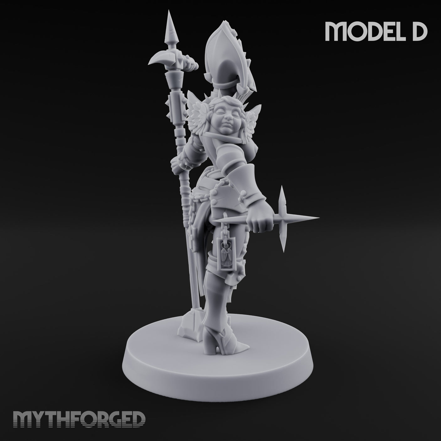 Spike Helmed Mace Swinging Anointed Warrior D Miniature for Dungeons and Dragons, Pathfinder or other TTRPGs