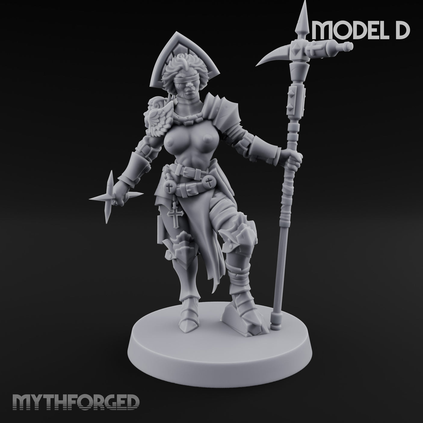 Spike Helmed Mace Swinging Anointed Warrior D Miniature for Dungeons and Dragons, Pathfinder or other TTRPGs