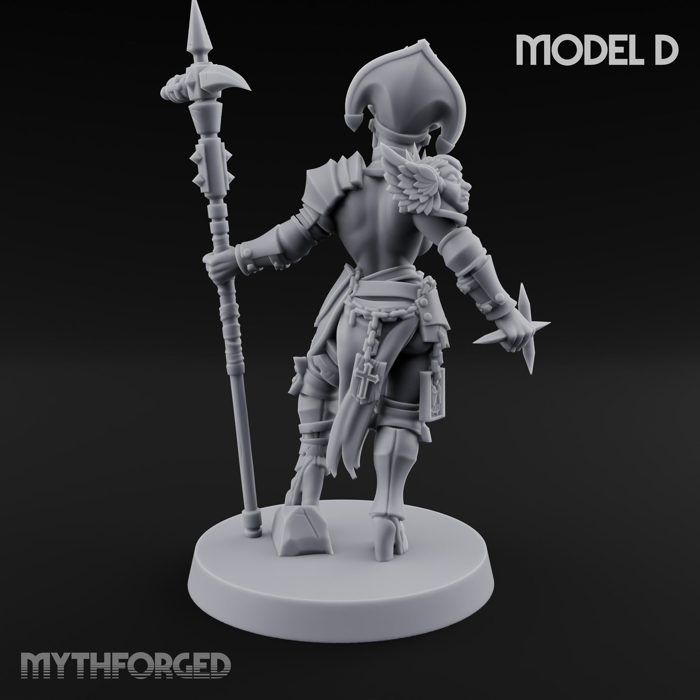 Spike Helmed Mace Swinging Anointed Warrior D Miniature for Dungeons and Dragons, Pathfinder or other TTRPGs
