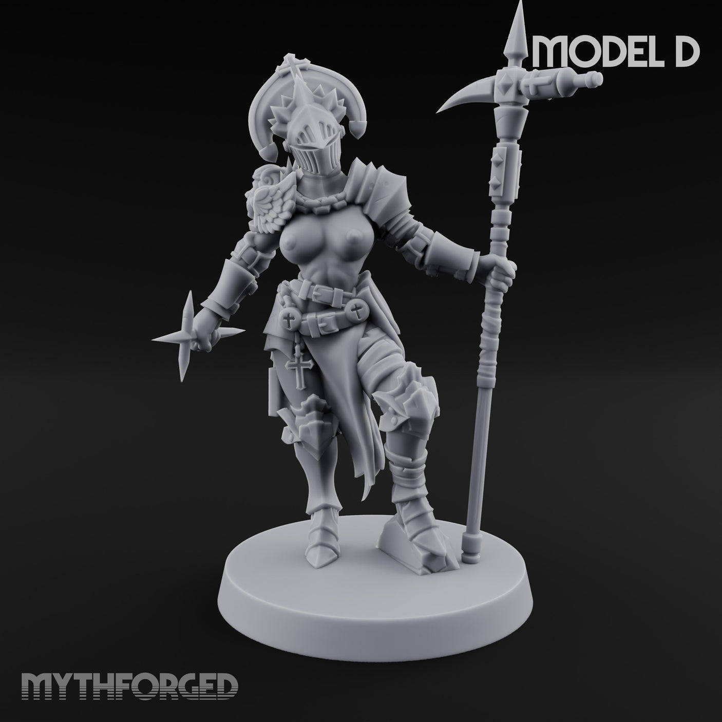 Spike Helmed Mace Swinging Anointed Warrior D Miniature for Dungeons and Dragons, Pathfinder or other TTRPGs