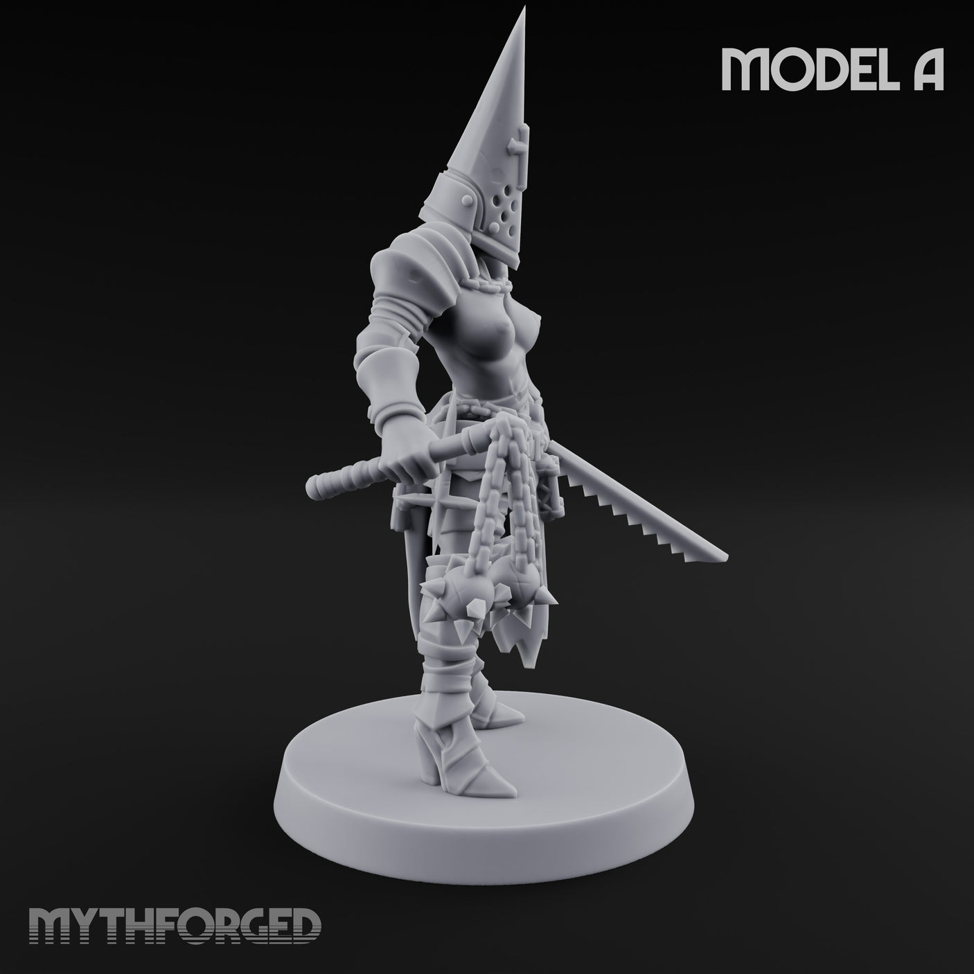 Spike Helmed Mace Swinging Anointed Warriors Miniature for Dungeons and Dragons, Pathfinder or other TTRPGs