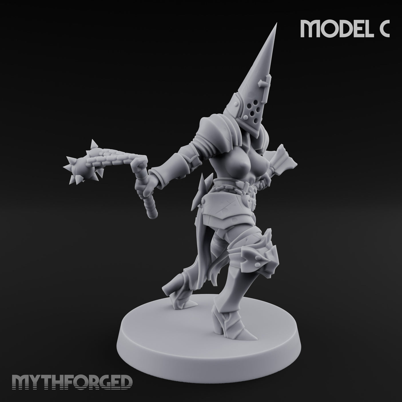 Spike Helmed Mace Swinging Anointed Warriors Miniature for Dungeons and Dragons, Pathfinder or other TTRPGs