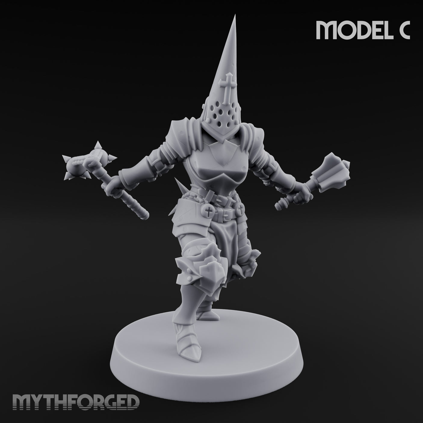 Spike Helmed Weapon Wielding Stigmatic Nuns Miniature for Dungeons and Dragons, Pathfinder or other TTRPGs