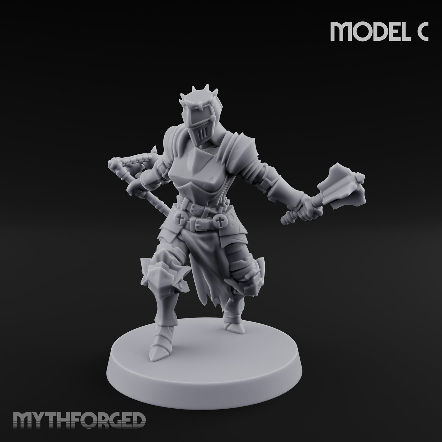 Spike Helmed Weapon Wielding Stigmatic Nuns Miniature for Dungeons and Dragons, Pathfinder or other TTRPGs