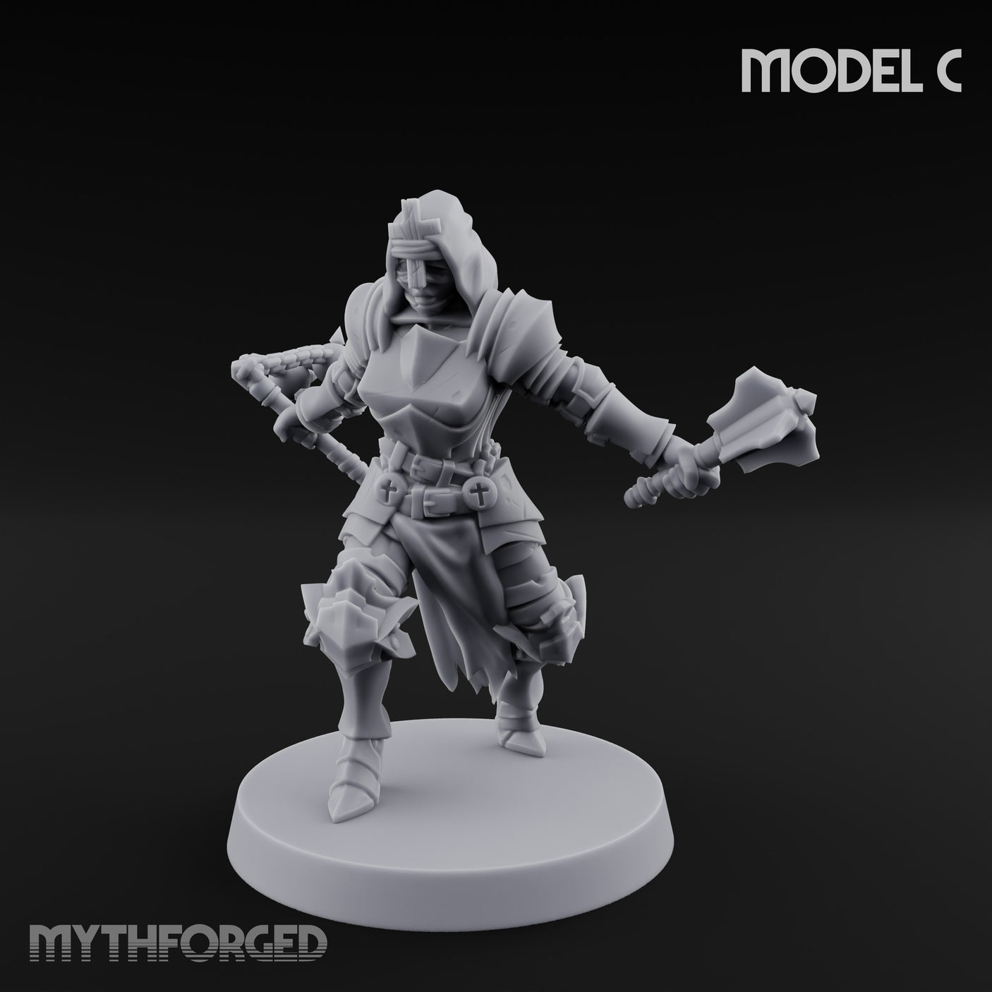 Spike Helmed Weapon Wielding Stigmatic Nuns Miniature for Dungeons and Dragons, Pathfinder or other TTRPGs