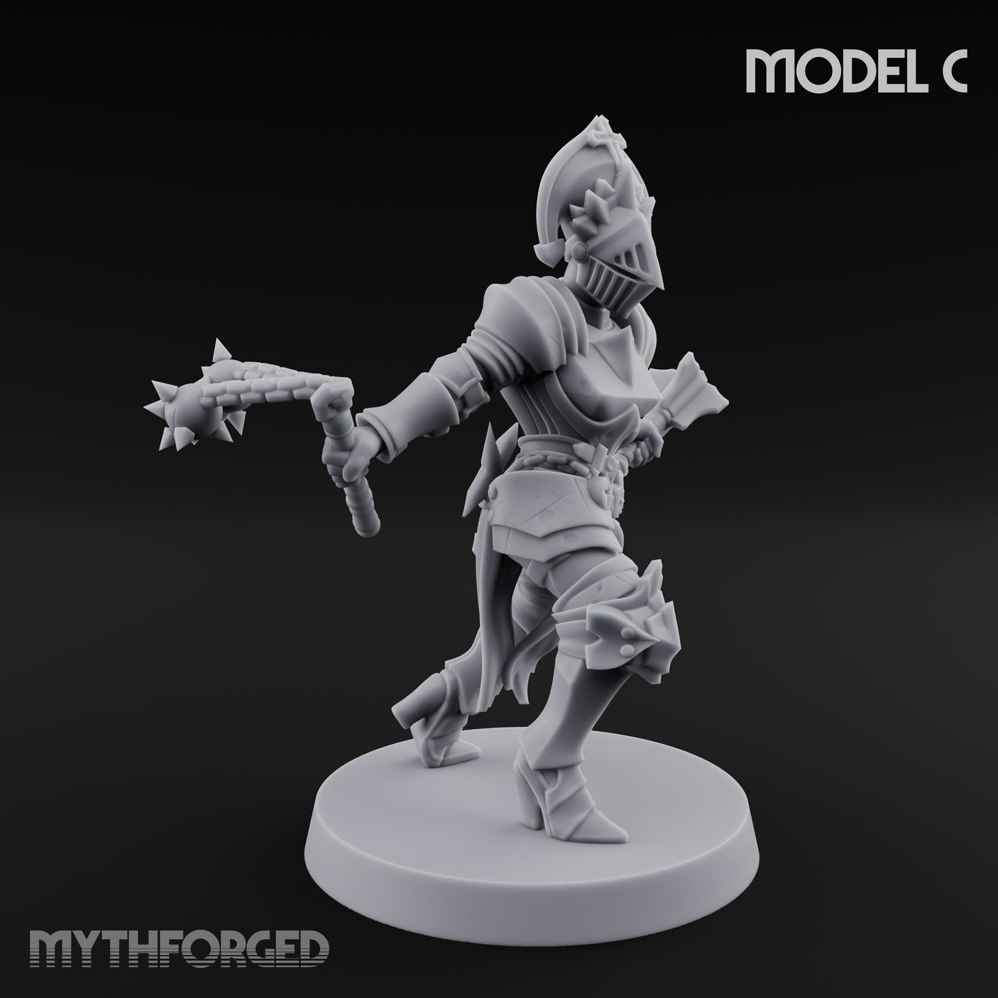 Spike Helmed Weapon Wielding Stigmatic Nuns Miniature for Dungeons and Dragons, Pathfinder or other TTRPGs