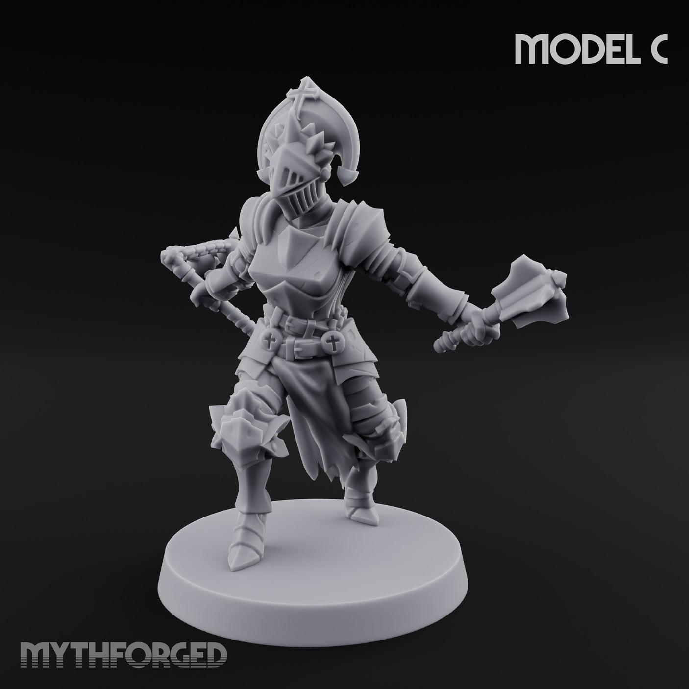 Spike Helmed Weapon Wielding Stigmatic Nuns Miniature for Dungeons and Dragons, Pathfinder or other TTRPGs