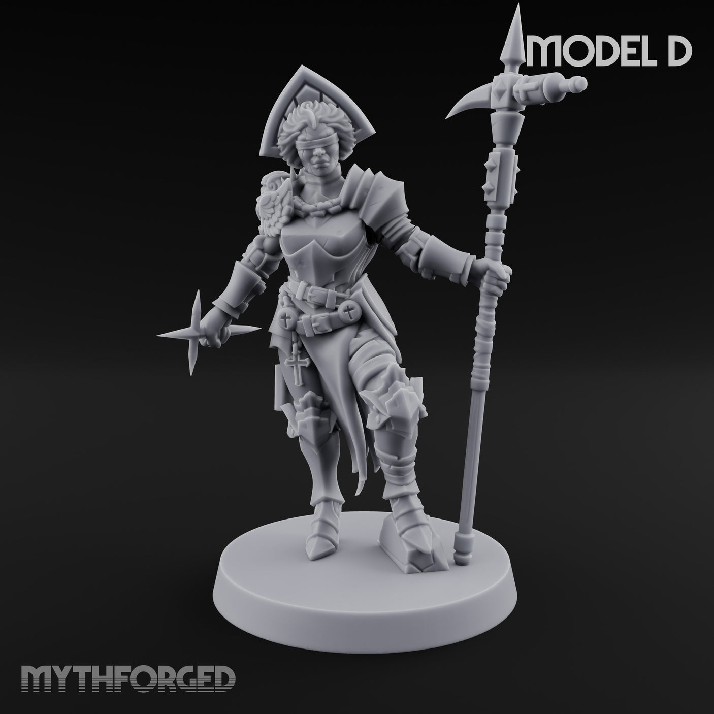 Spike Helmed Weapon Wielding Stigmatic Nuns Miniature for Dungeons and Dragons, Pathfinder or other TTRPGs