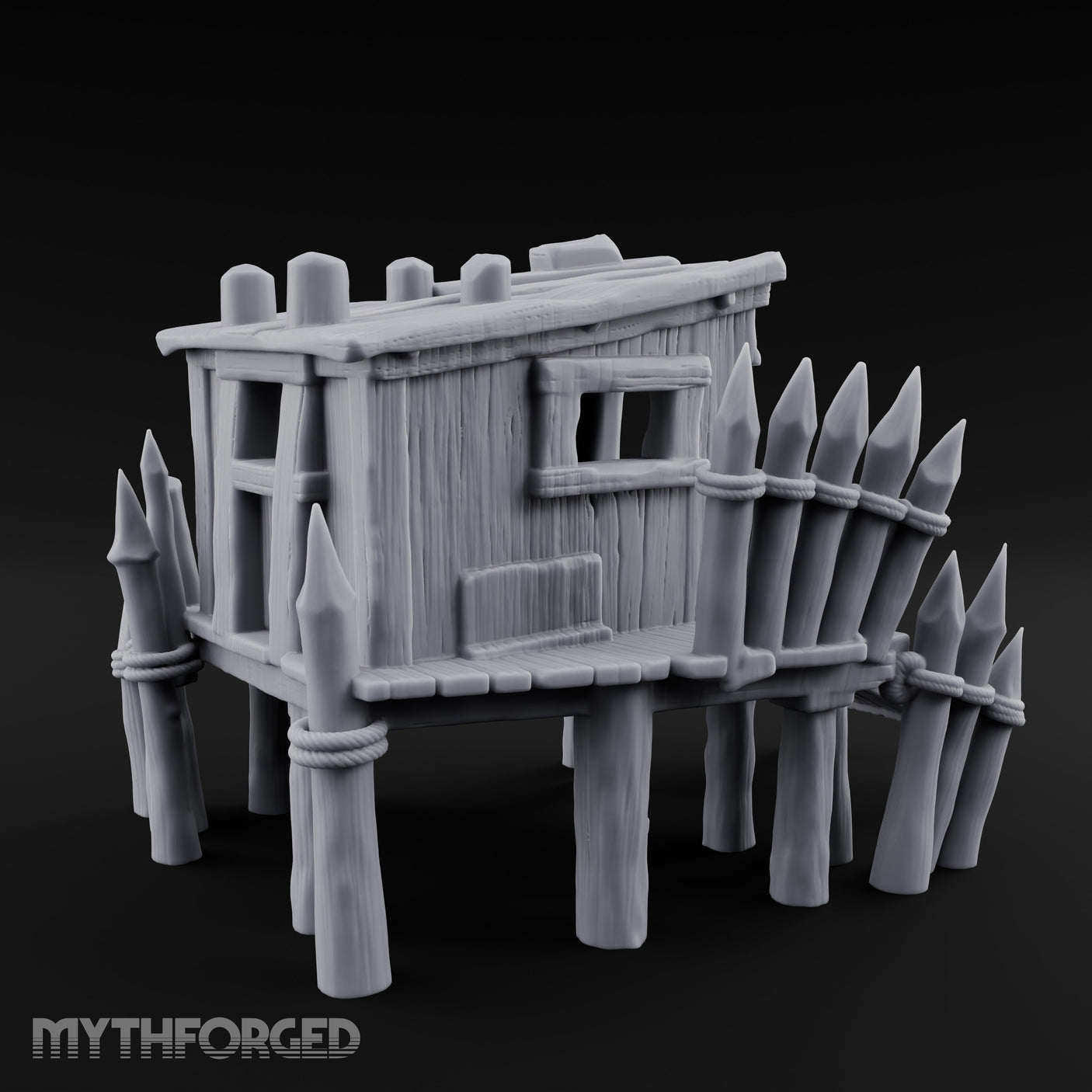 Spike-Palisaded Sandbag-Flanked Dockside Guard Post Miniature for Dungeons and Dragons, Pathfinder or other TTRPGs