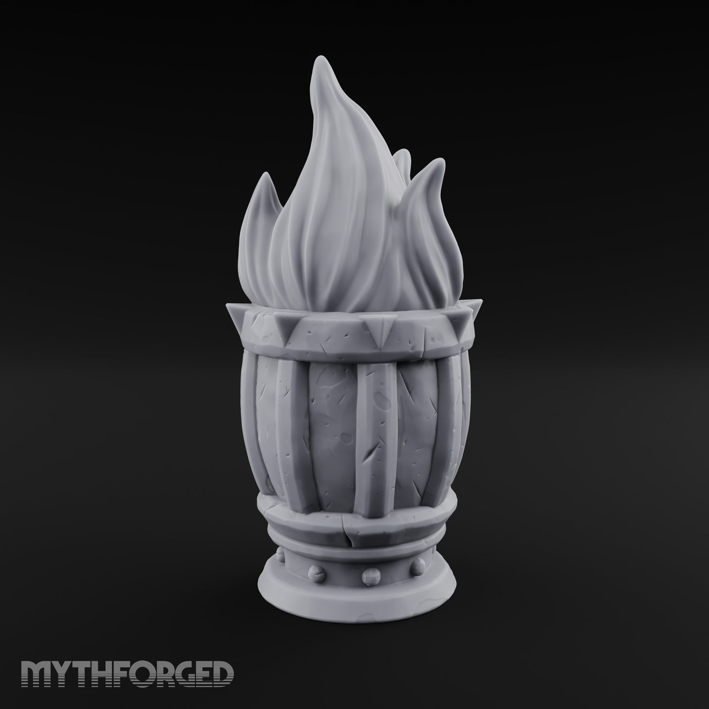 Spike-Rimmed Stave-Paneled Floor Brazier Miniature for Dungeons and Dragons, Pathfinder or other TTRPGs