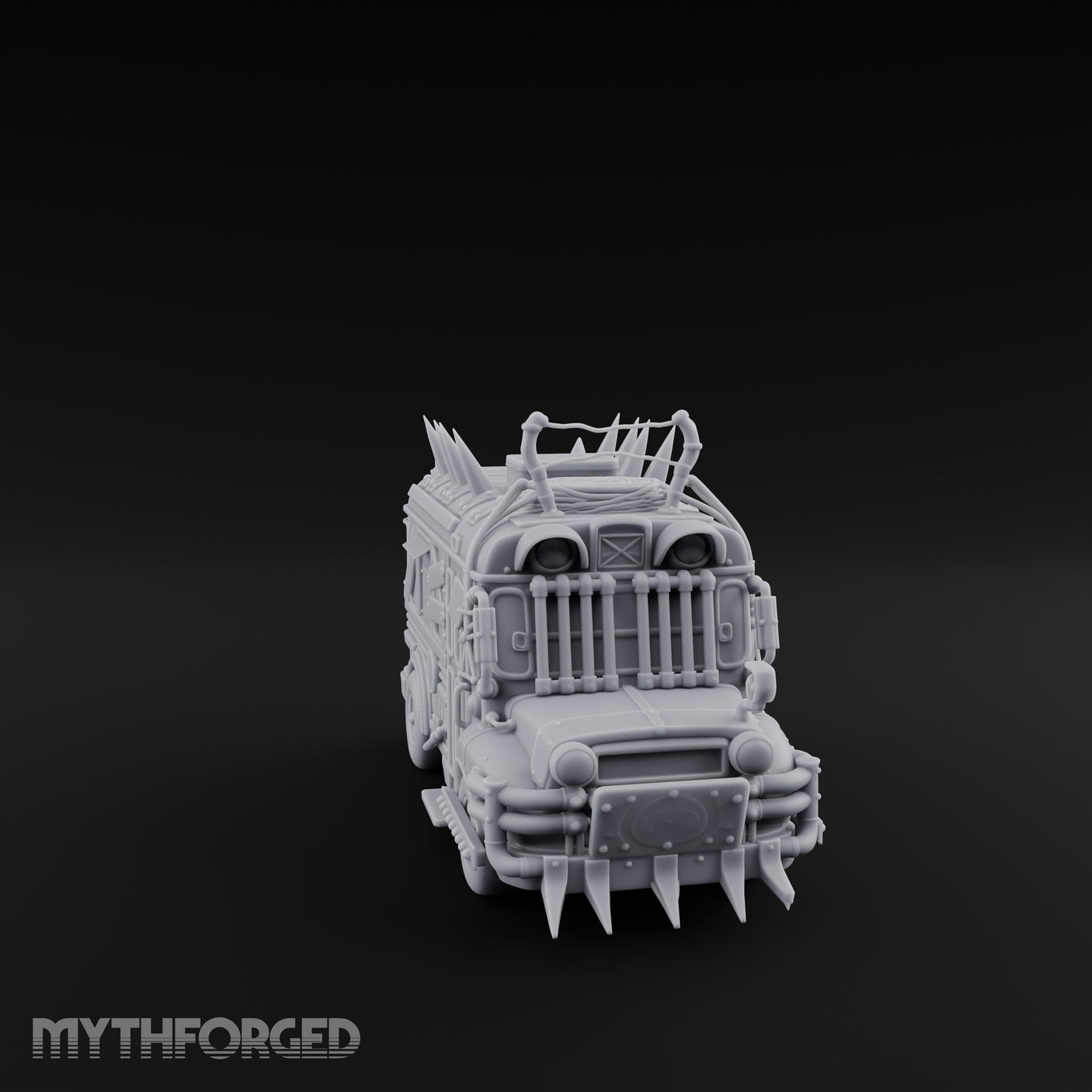 Spike-Roofed Plank-Armored Apocalypse Bus Miniature for Dungeons and Dragons, Pathfinder or other TTRPGs