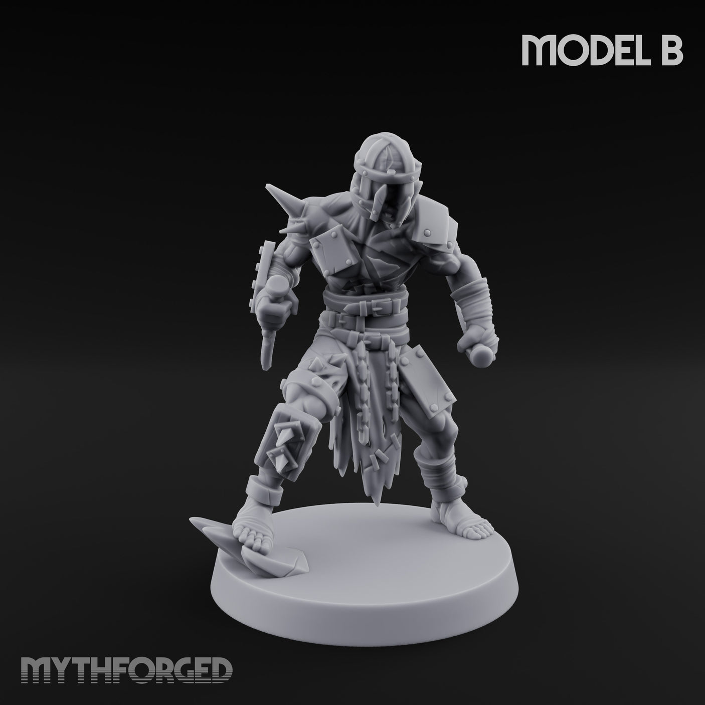 Spike Studded Blade Wielding Wretched Marauder B Miniature for Dungeons and Dragons, Pathfinder or other TTRPGs