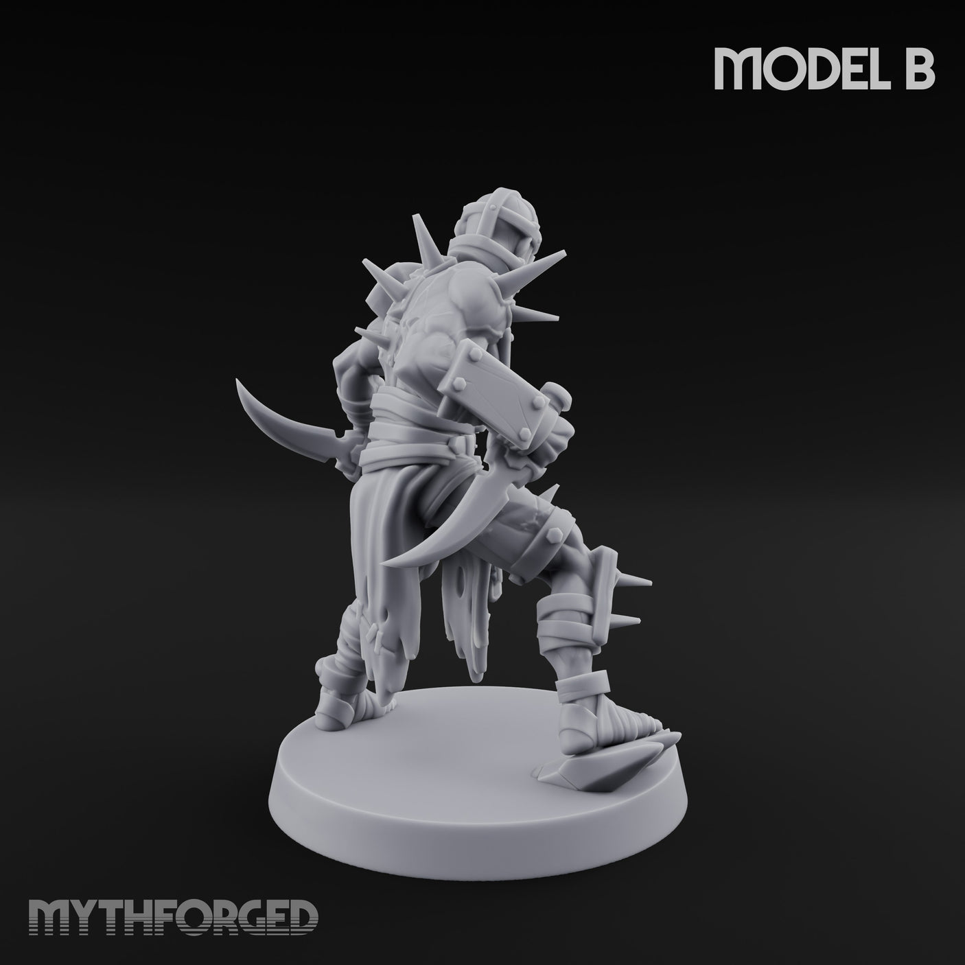 Spike Studded Blade Wielding Wretched Marauder B Miniature for Dungeons and Dragons, Pathfinder or other TTRPGs