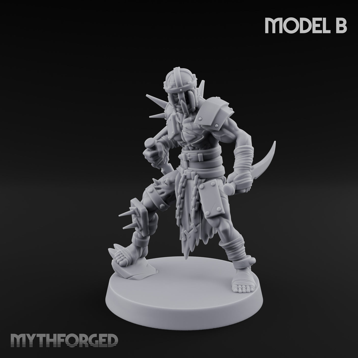 Spike Studded Blade Wielding Wretched Marauder B Miniature for Dungeons and Dragons, Pathfinder or other TTRPGs