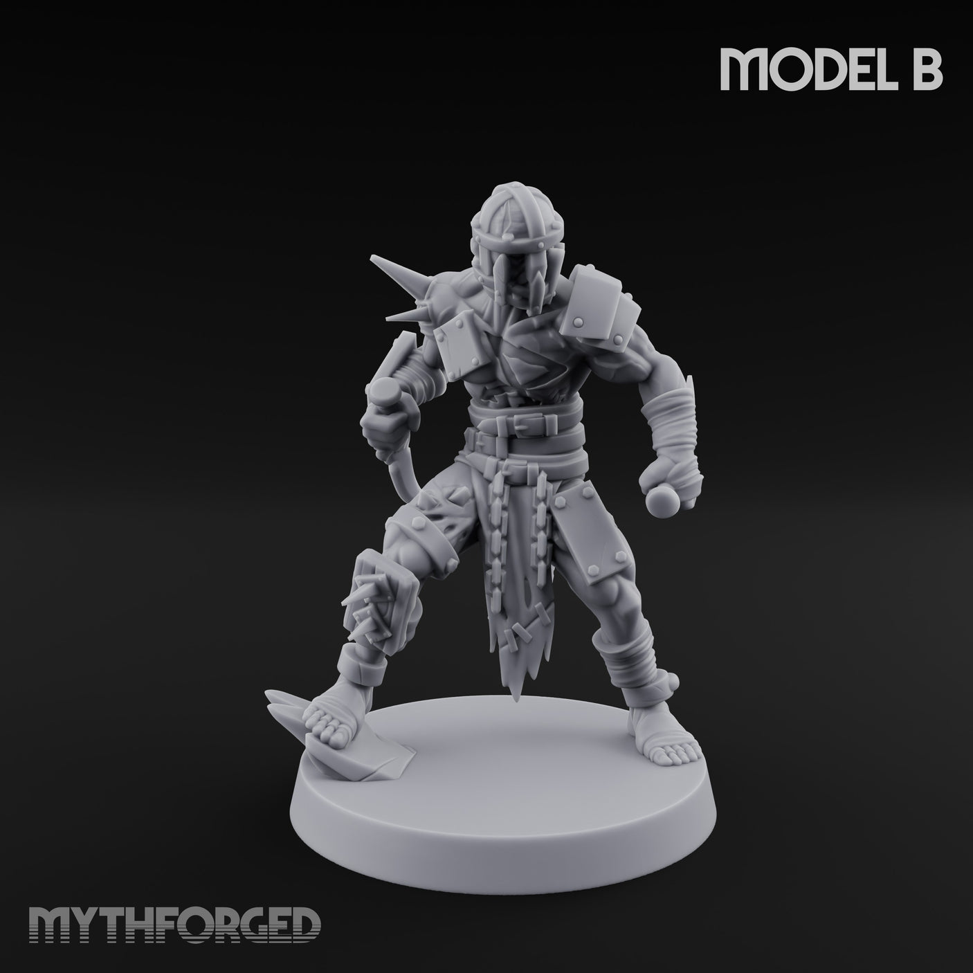 Spike Studded Blade Wielding Wretched Marauder B Miniature for Dungeons and Dragons, Pathfinder or other TTRPGs