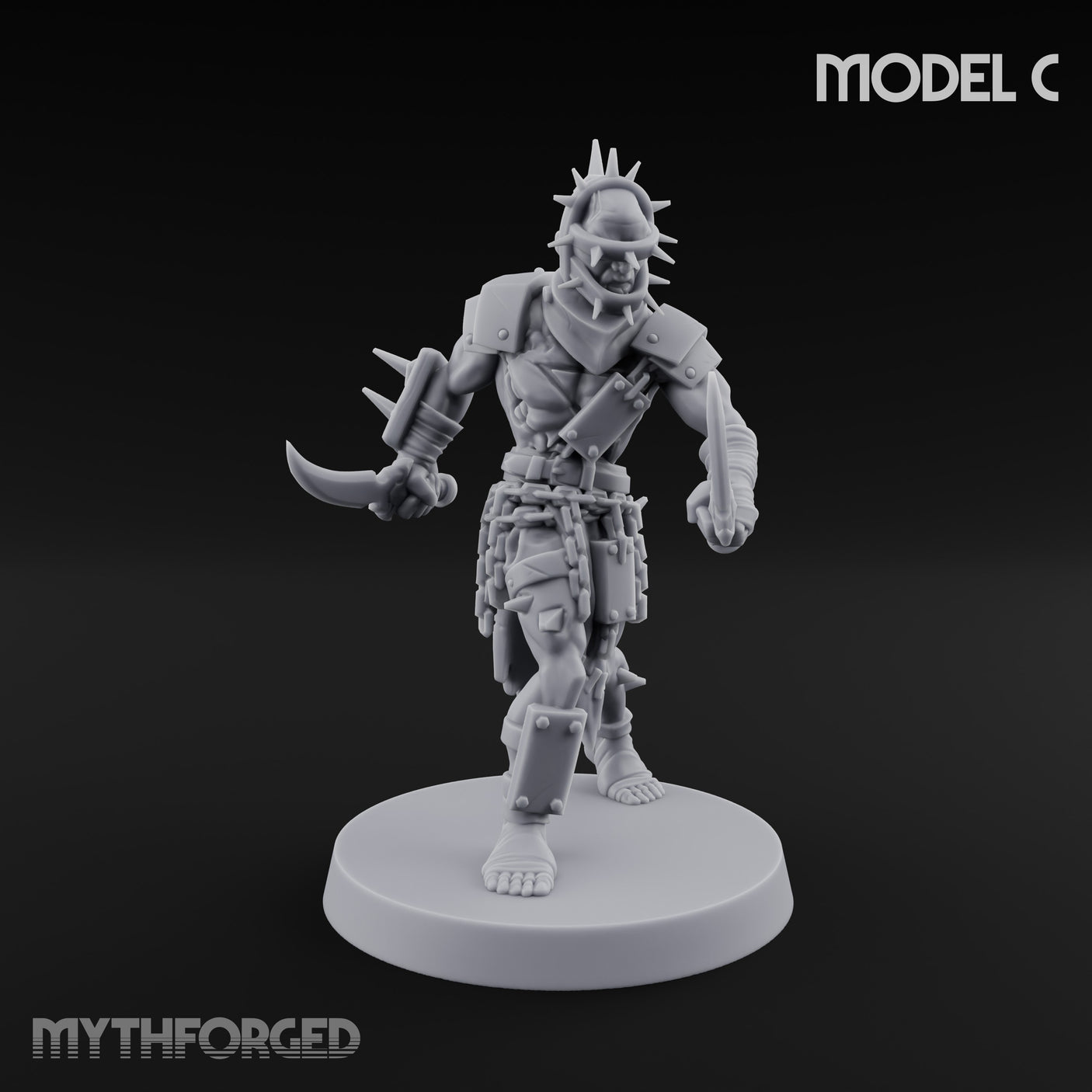 Spike Studded Blade Wielding Wretched Marauder C Miniature for Dungeons and Dragons, Pathfinder or other TTRPGs
