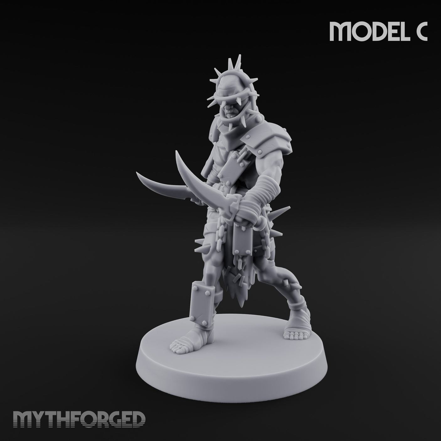 Spike Studded Blade Wielding Wretched Marauder C Miniature for Dungeons and Dragons, Pathfinder or other TTRPGs