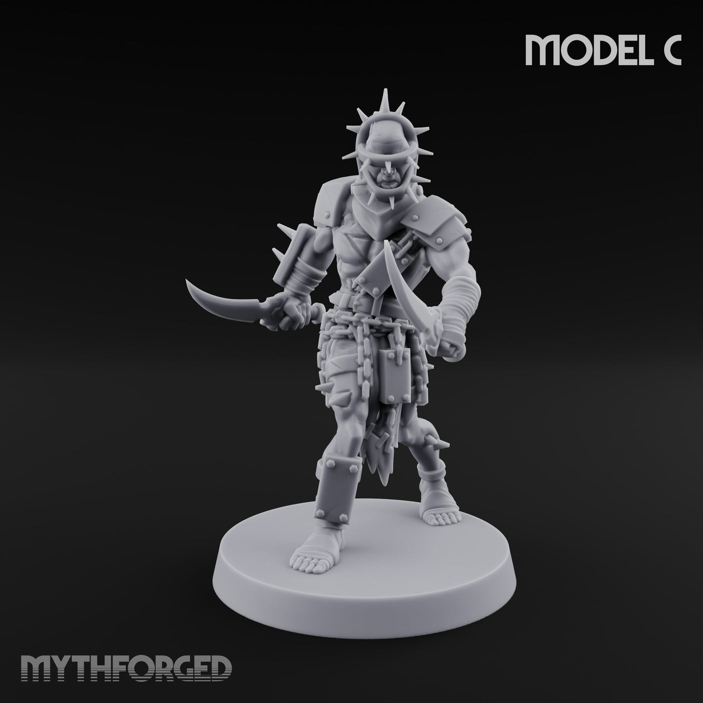 Spike Studded Blade Wielding Wretched Marauder C Miniature for Dungeons and Dragons, Pathfinder or other TTRPGs