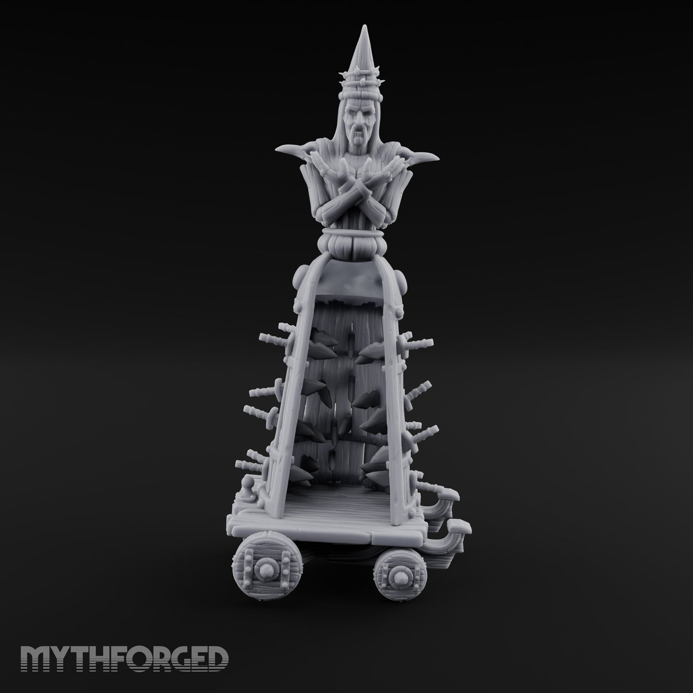 Spike-Studded Idol-Crowned Iron Maiden Torture Cart Miniature for Dungeons and Dragons, Pathfinder or other TTRPGs
