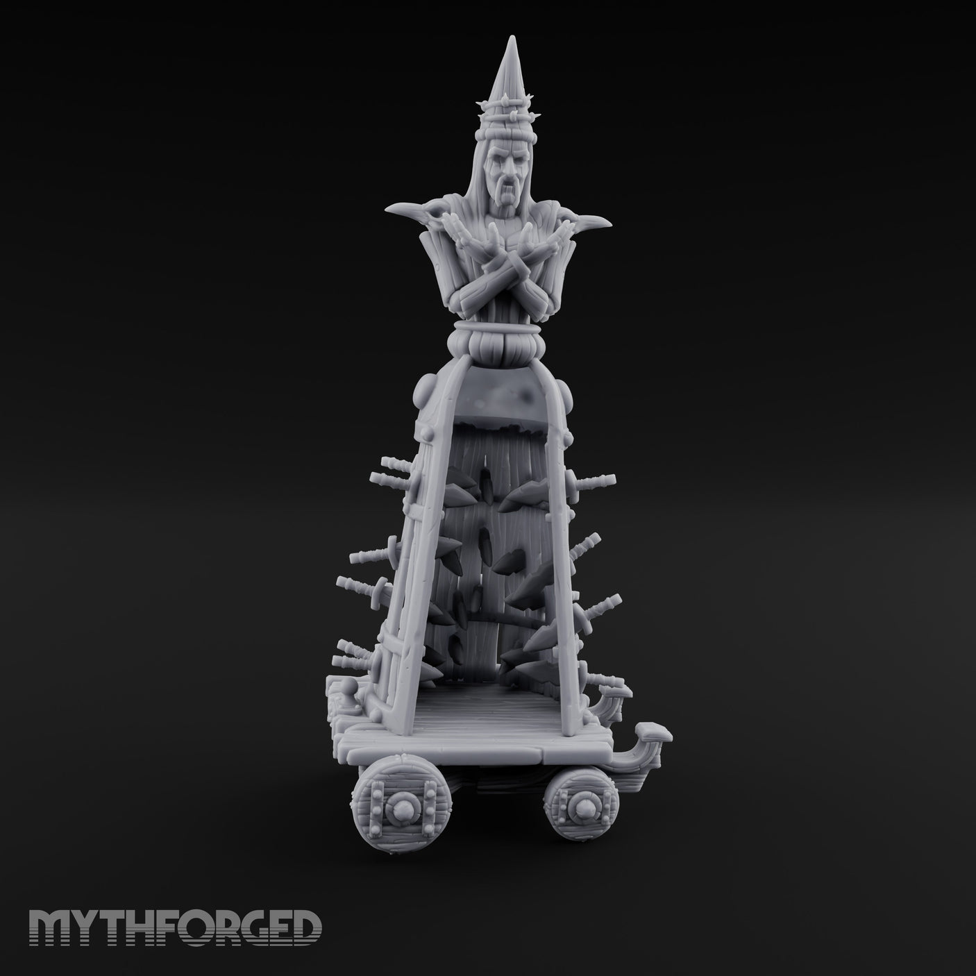 Spike-Studded Idol-Crowned Iron Maiden Torture Cart Miniature for Dungeons and Dragons, Pathfinder or other TTRPGs