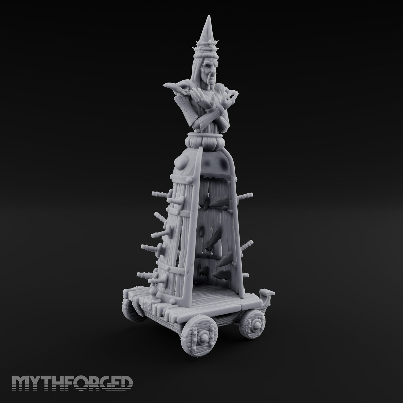 Spike-Studded Idol-Crowned Iron Maiden Torture Cart Miniature for Dungeons and Dragons, Pathfinder or other TTRPGs