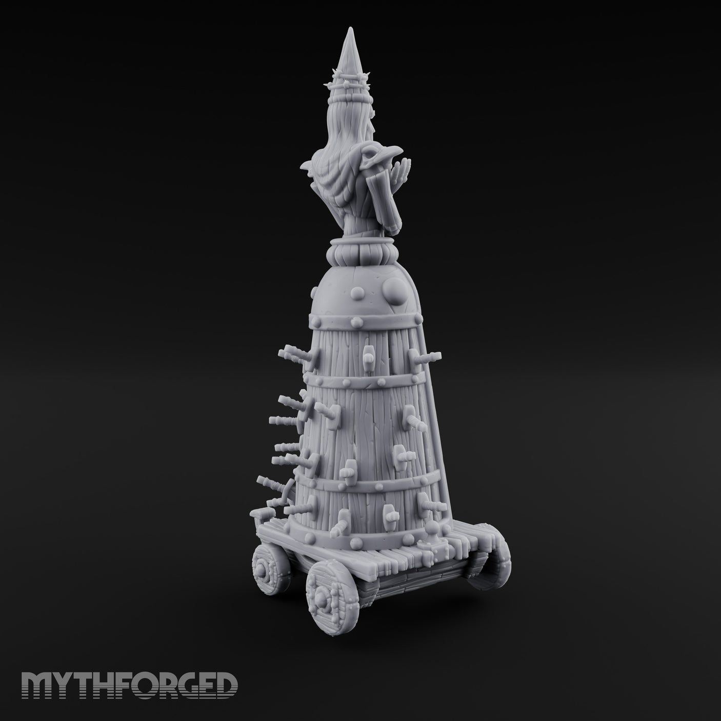 Spike-Studded Idol-Crowned Iron Maiden Torture Cart Miniature for Dungeons and Dragons, Pathfinder or other TTRPGs