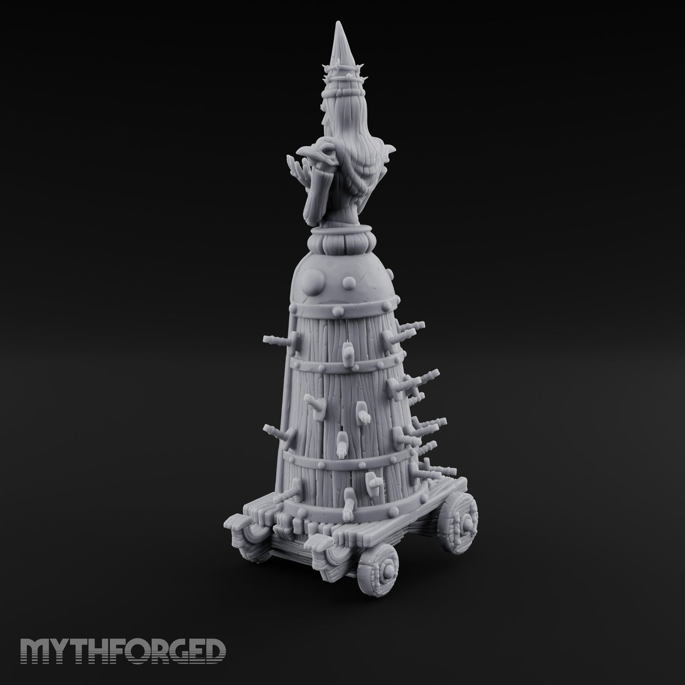 Spike-Studded Idol-Crowned Iron Maiden Torture Cart Miniature for Dungeons and Dragons, Pathfinder or other TTRPGs