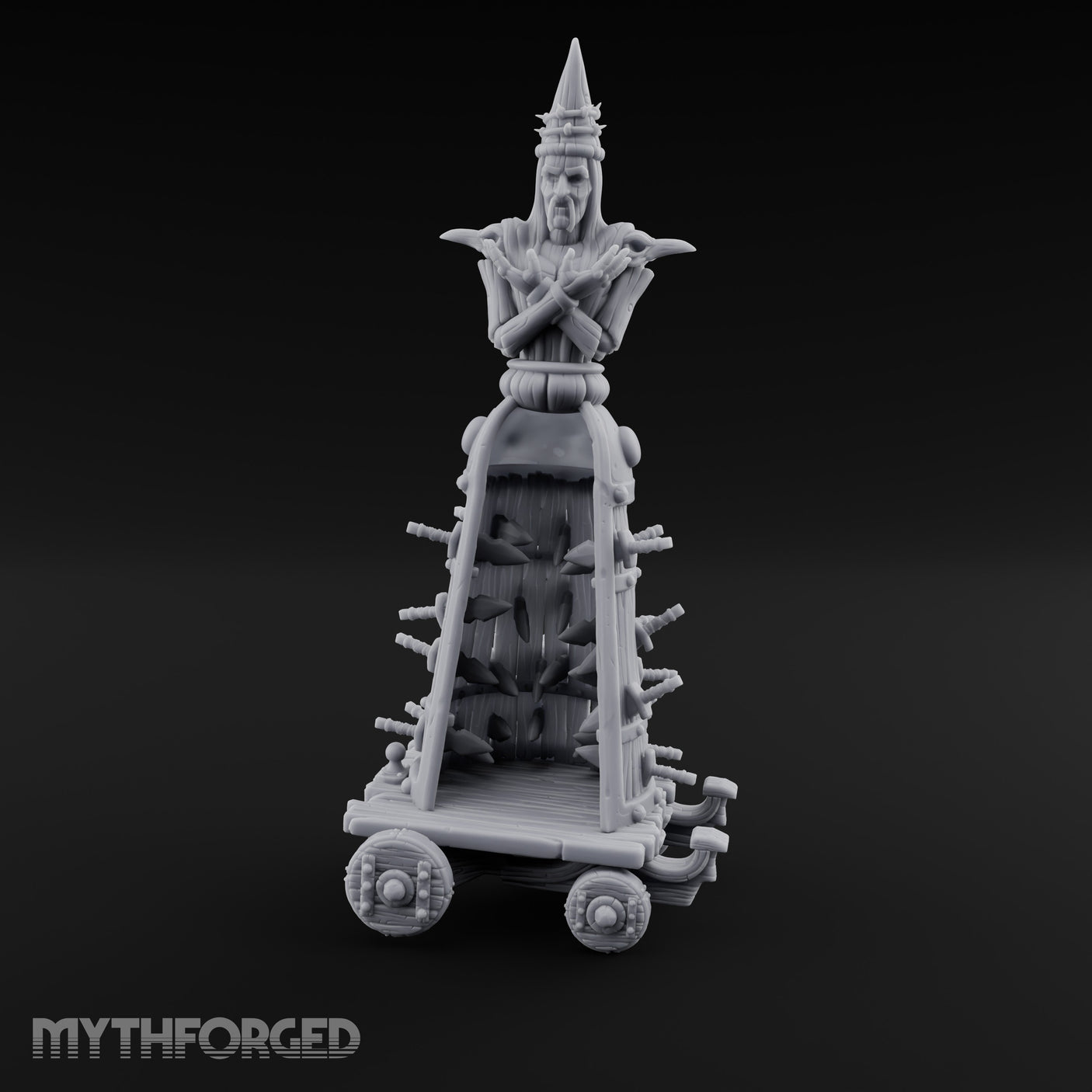 Spike-Studded Idol-Crowned Iron Maiden Torture Cart Miniature for Dungeons and Dragons, Pathfinder or other TTRPGs