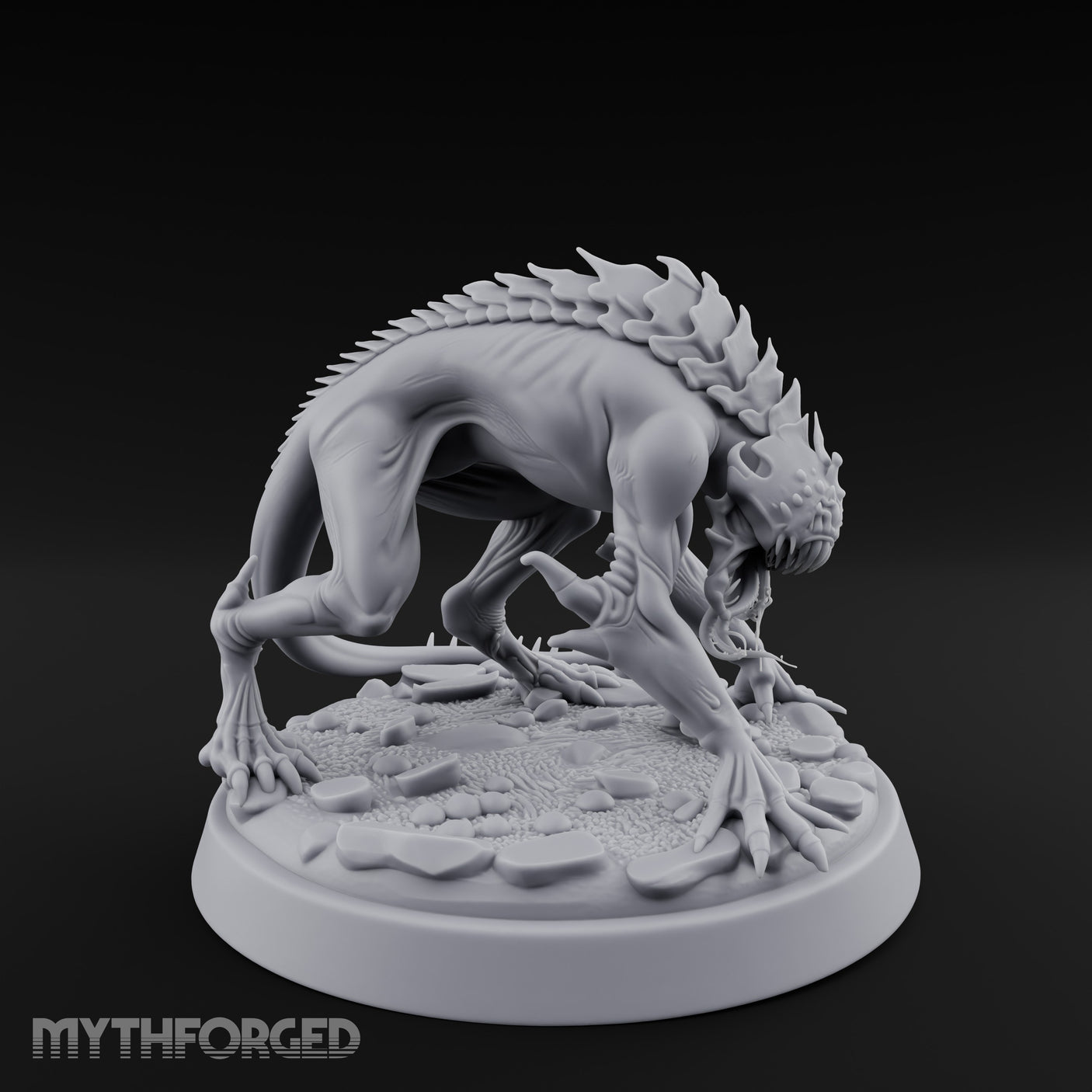 Spine Ridged Lunging Hell Hound Miniature for Dungeons and Dragons, Pathfinder or other TTRPGs