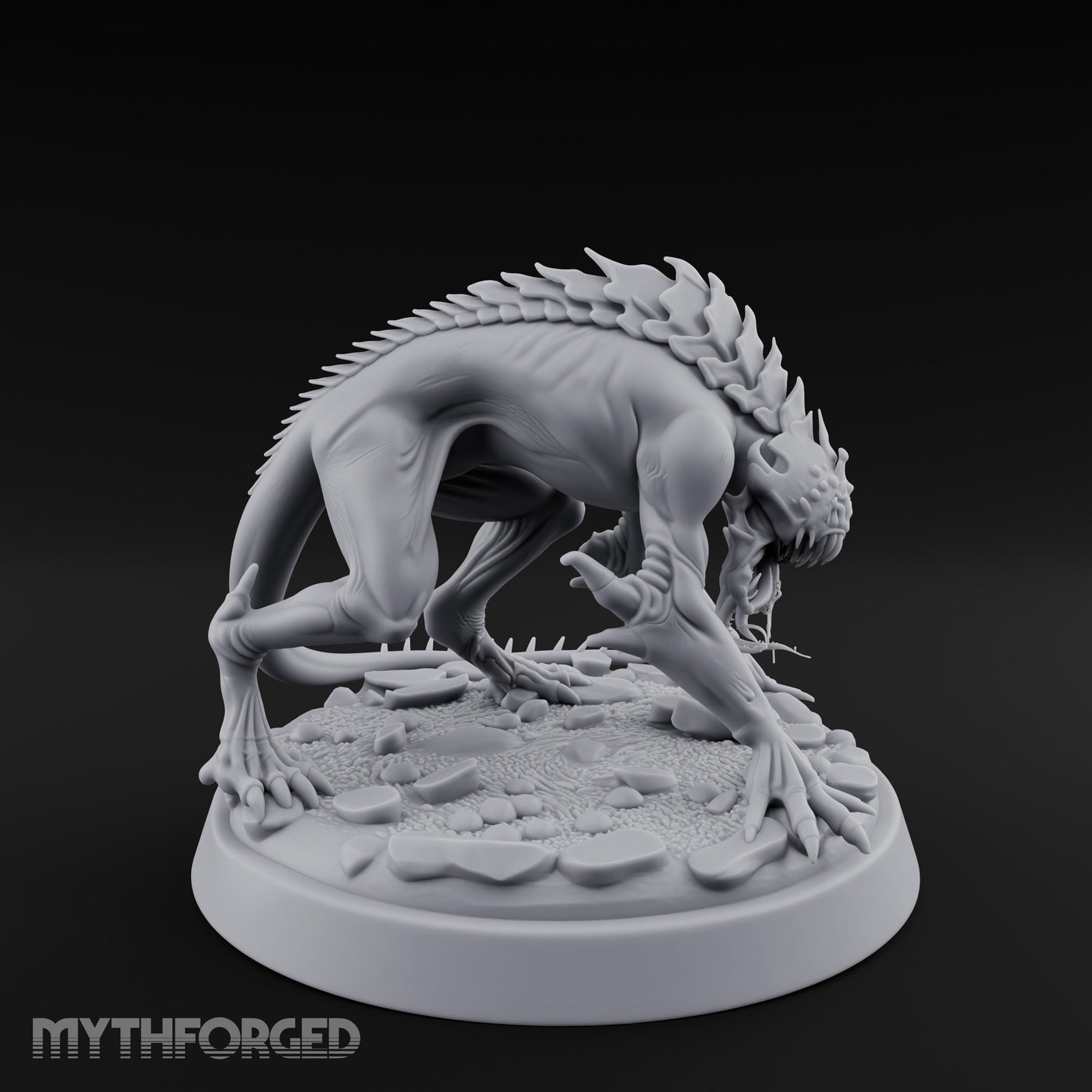 Spine Ridged Lunging Hell Hound Miniature for Dungeons and Dragons, Pathfinder or other TTRPGs