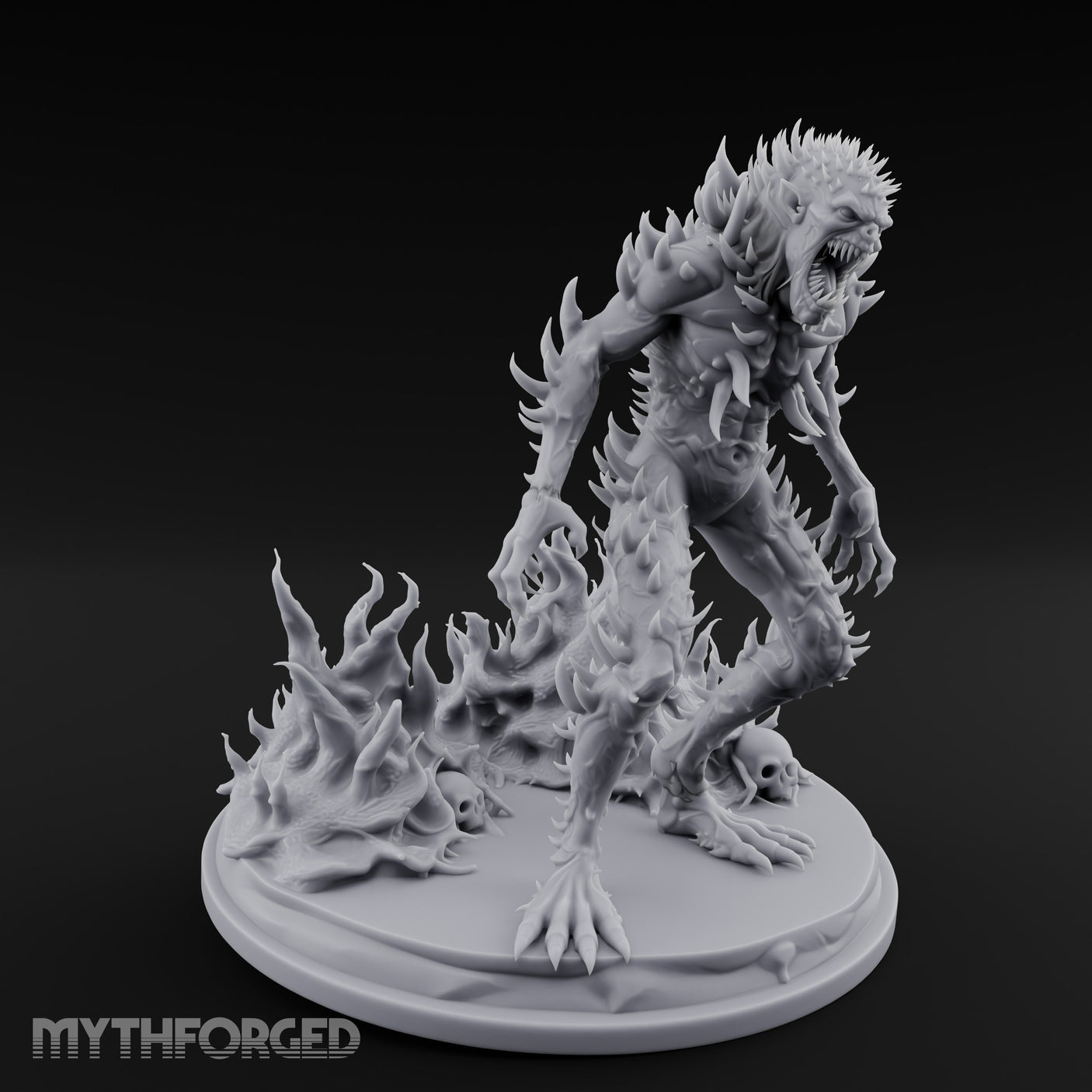 Spines Erupting Maw Agape Zombie Aberration Miniature for Dungeons and Dragons, Pathfinder or other TTRPGs