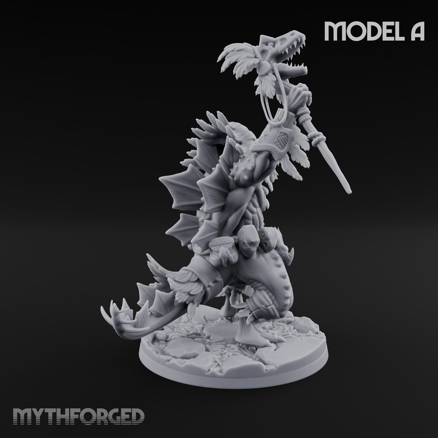 Spirit Channelling Lizardfolk Shaman A Miniature for Dungeons and Dragons, Pathfinder or other TTRPGs