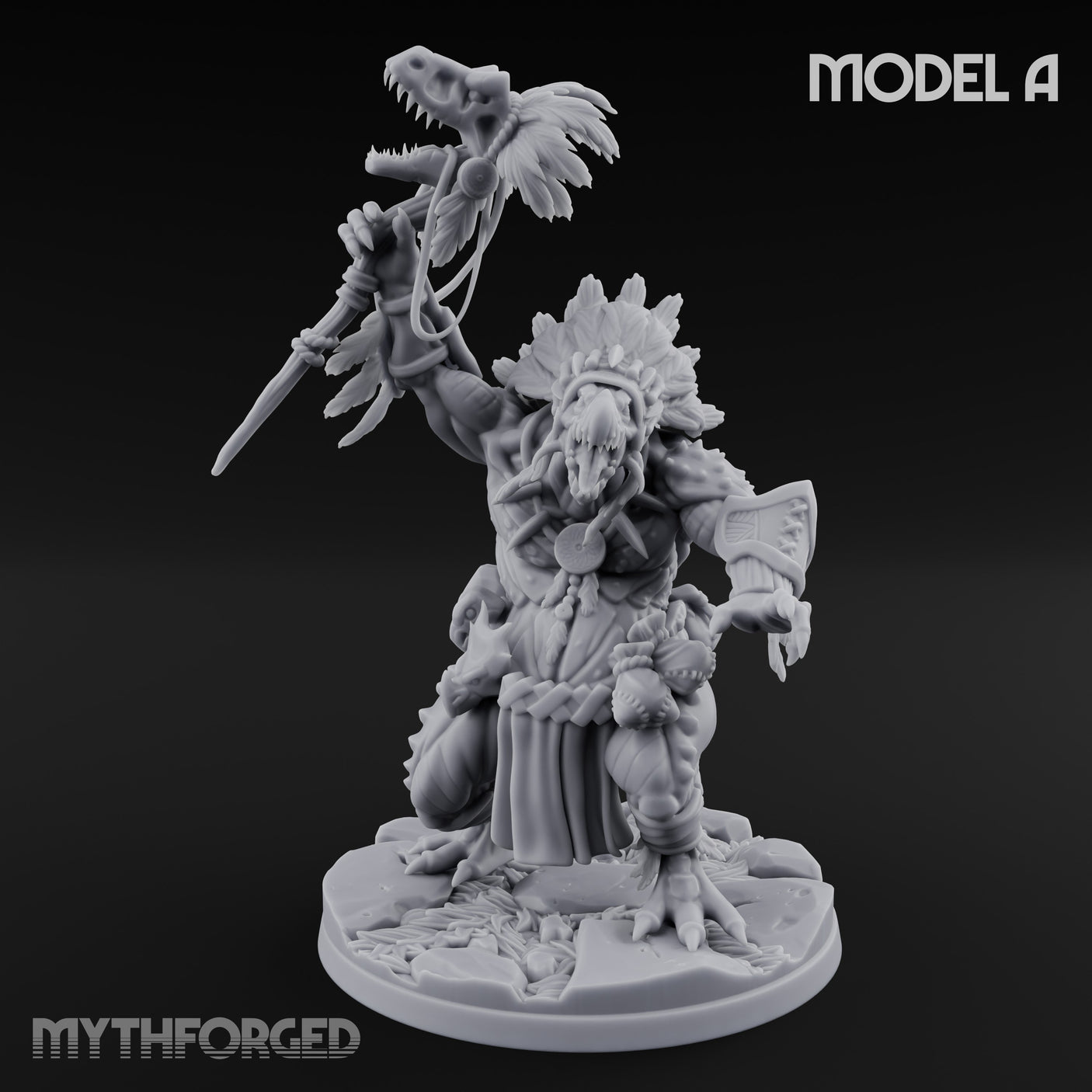 Spirit Channelling Lizardfolk Shaman A Miniature for Dungeons and Dragons, Pathfinder or other TTRPGs