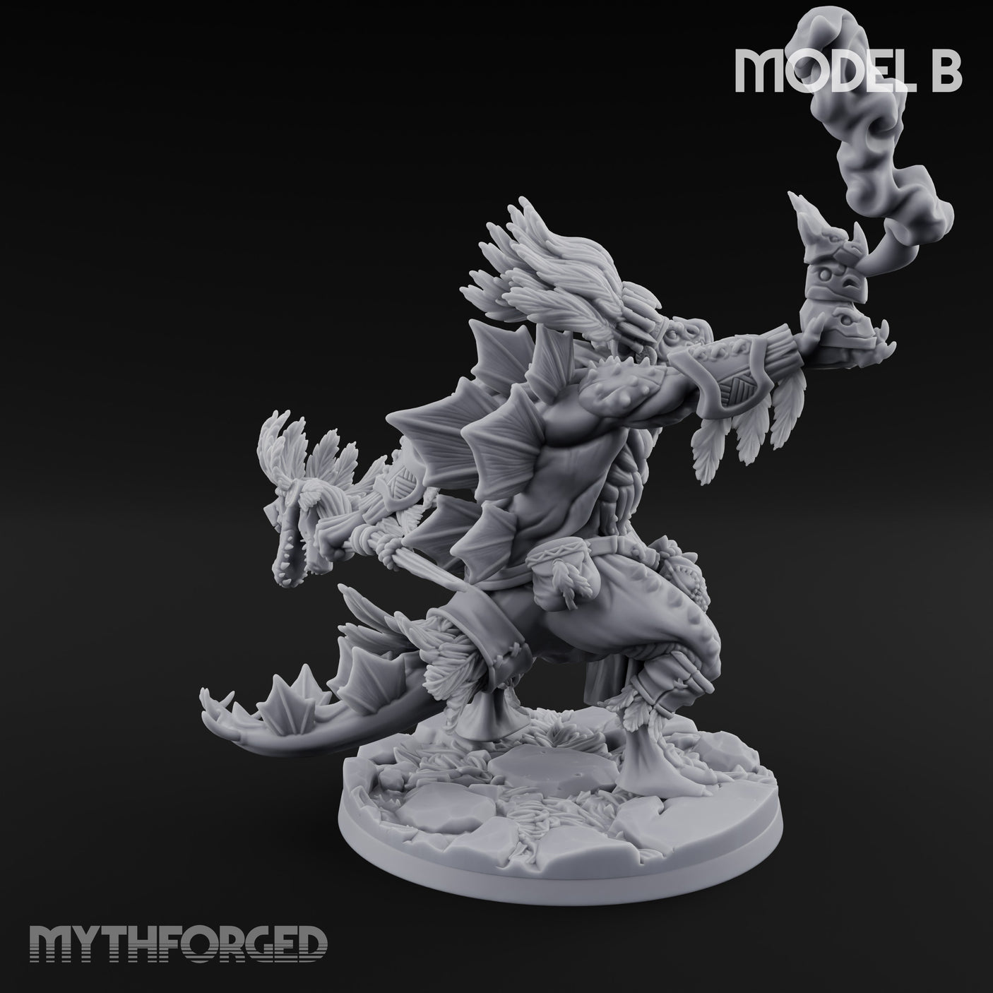 Spirit Channelling Lizardfolk Shaman B Miniature for Dungeons and Dragons, Pathfinder or other TTRPGs