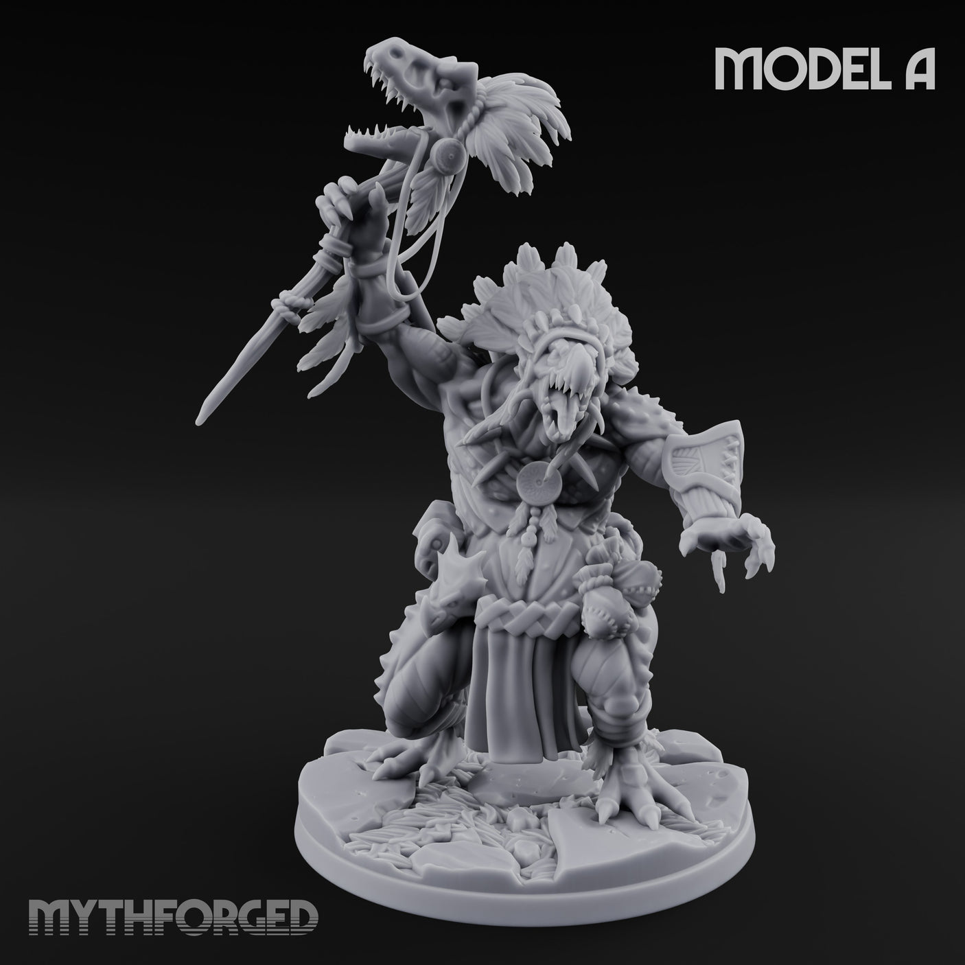 Spirit Channelling Lizardfolk Shamans Miniature for Dungeons and Dragons, Pathfinder or other TTRPGs